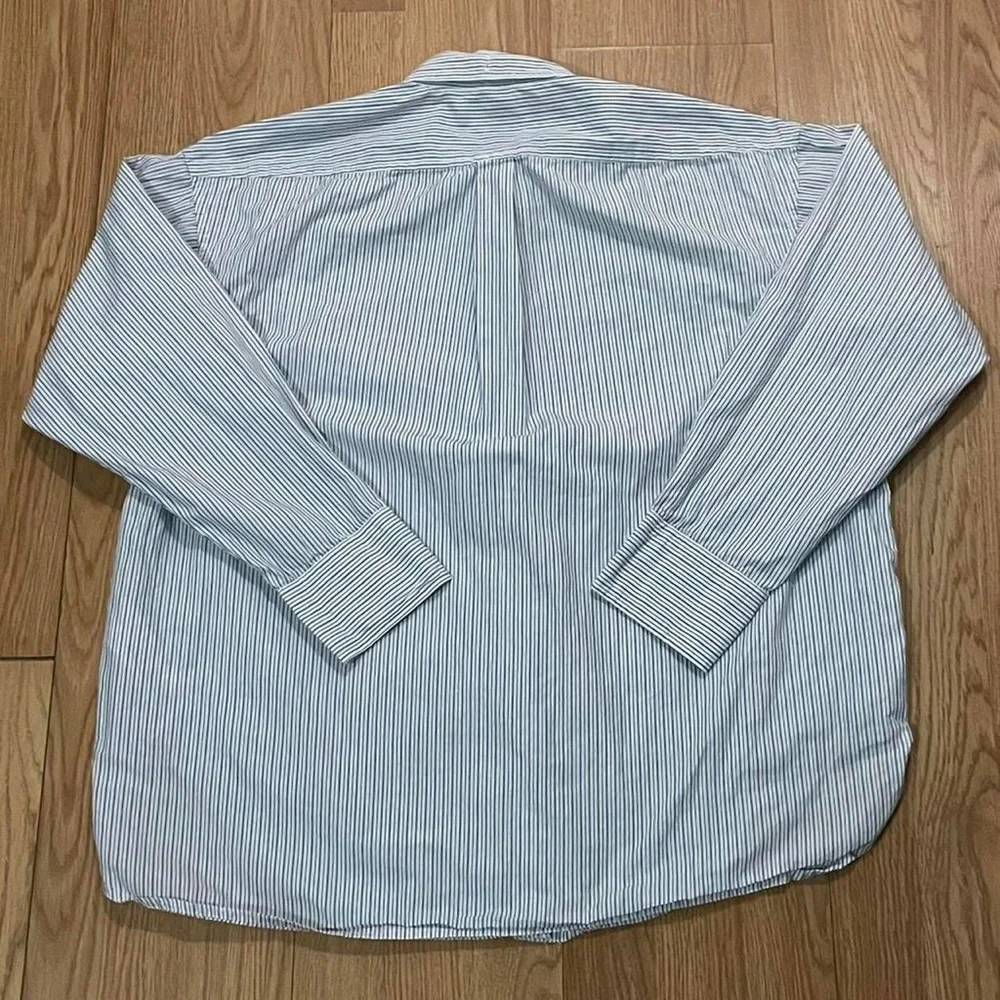 J.Crew Women’s 14 Long Sleeve Button Up Shirt White Striped Relaxed Preppy